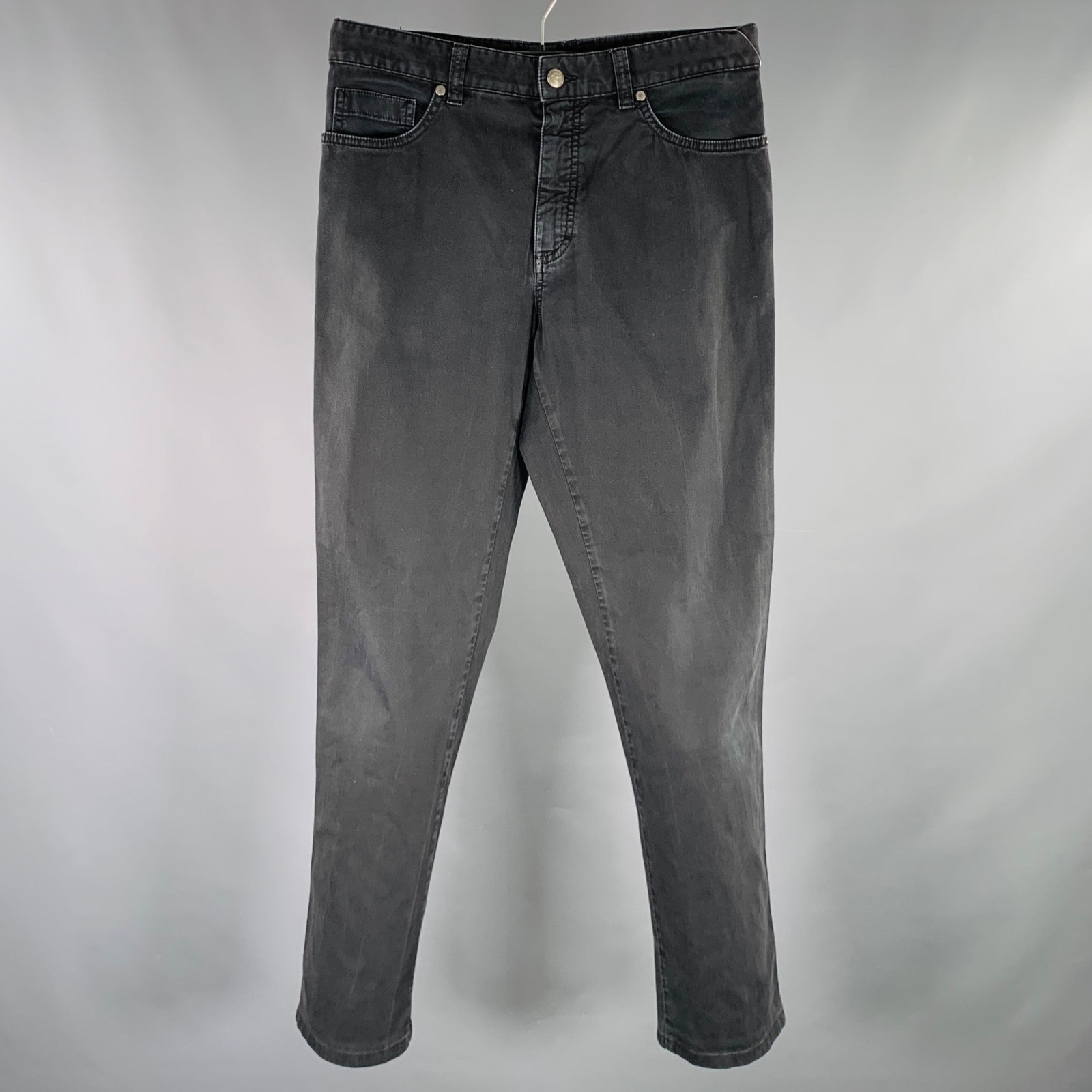 Ermenegildo Zegna Size 33 Black Cotton Blend Straight Jeans
